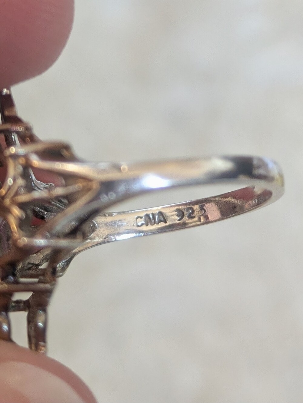 Ornate Vintage Amethyst & Sterling Silver Ring with Filigree Scroll Details - Picture 6 of 6
